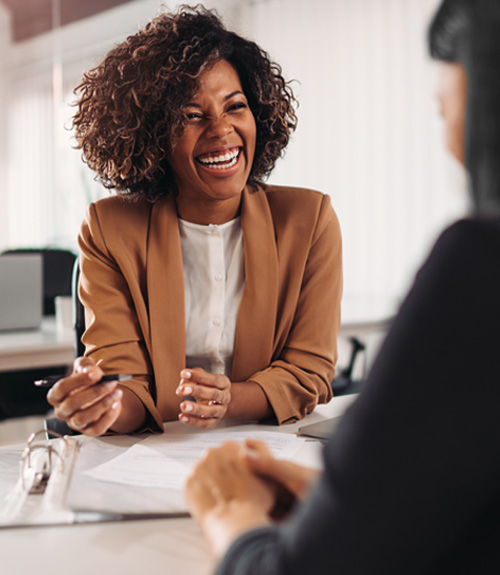 Happy Agent helping Client